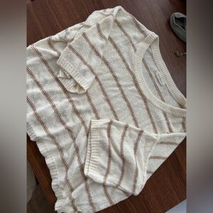 M Promesa Cream/Tan Striped Sweater Cotton/Nylon/Acrylic